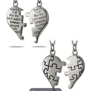 Shields Of Strength Stainless Steel Puzzle Piece Split Heart Necklace-Genesis 31